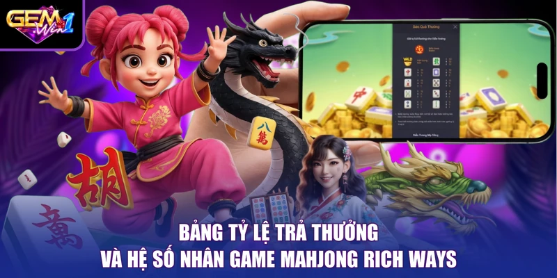 Bảng tỷ lệ trả thưởng và hệ số nhân game Mahjong Rich Ways